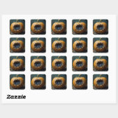 Zwarte Spin Die Uit Een Pompoen Kruit Vierkante Sticker (Vel)