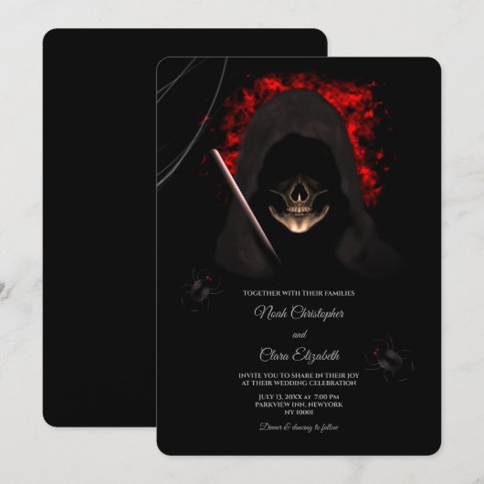 Zwarte spin donker humeurig gothic schedel hallowe kaart (Voorkant / Achterkant)