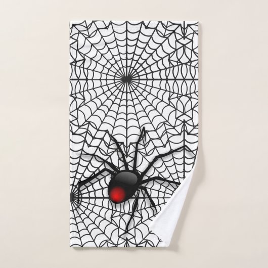 Zwarte Spin en Web Halloween Huis Gast Handdoek (Handdoek)