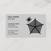 Zwarte spin en web silhouet horizontaal visitekaartje (Voorkant)