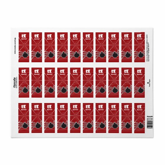 Zwarte spin en webkinderen Halloween Party Favor Etiket (Full Sheet)