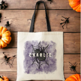 Zwarte spin Halloween-truc- of snoepzak Tote Bag