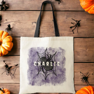 Zwarte spin Halloween-truc- of snoepzak Tote Bag