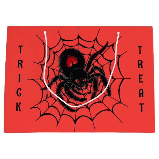 Zwarte spin in het web groot cadeauzakje (Voorkant)