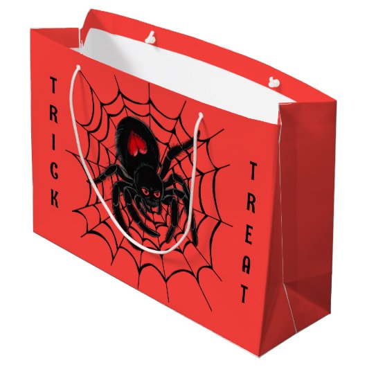Zwarte spin in het web groot cadeauzakje (Achterkant Gekanteld)