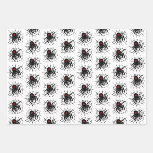 Zwarte spin in het web inpakpapier vel (Voorkant)