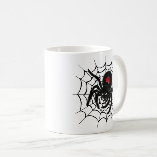 Zwarte spin in het web koffiemok (Voorkant rechts)