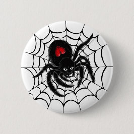 Zwarte spin in het web ronde button 5,7 cm