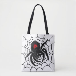 Zwarte spin in het web tote bag