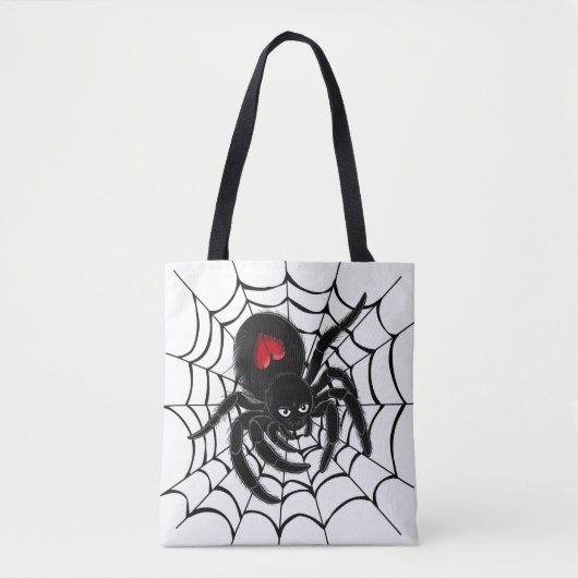 Zwarte spin in het web tote bag (Voorkant)