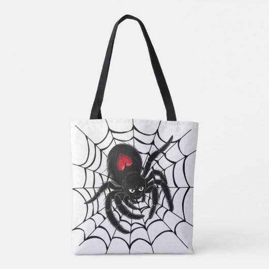 Zwarte spin in het web tote bag (Achterkant)