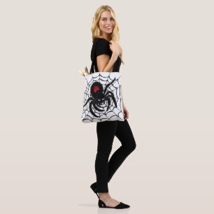 Zwarte spin in het web tote bag