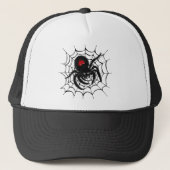 Zwarte spin in het web trucker pet (Voorkant)