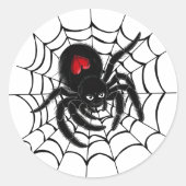 Zwarte spin in web ronde Sticker set (Voorkant)