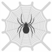 Zwarte spin op grijze web Halloween decoratie Sticker (Voorkant)