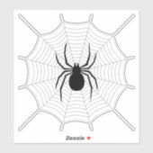 Zwarte spin op grijze web Halloween decoratie Sticker (Vel)
