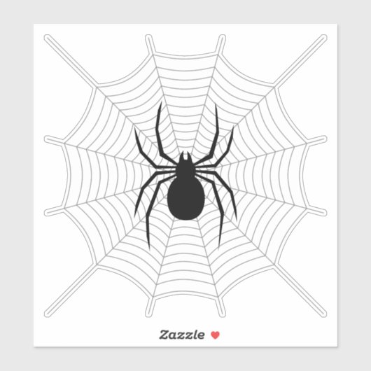 Zwarte spin op grijze web Halloween decoratie Sticker (Vel)