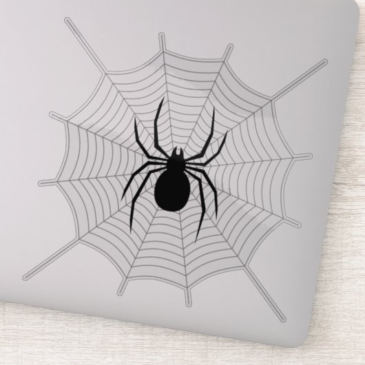 Zwarte spin op grijze web Halloween decoratie Sticker (Detail)