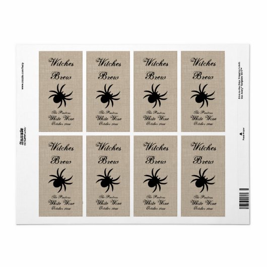 Zwarte spin op het etiket voor witte wijn op schoo (Full Sheet)