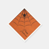Zwarte spin, Oranje Halloween Papier servet (Hoek)