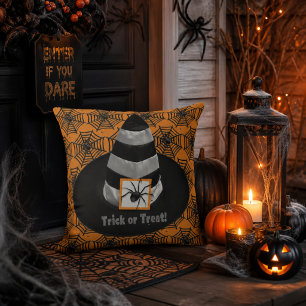 Zwarte Spinnen Halloween Heksenhoed / Griezelen Buitenkussen