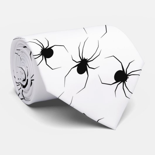 Zwarte spinnen op wit stropdas (Opgerold)