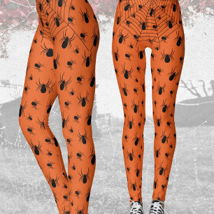Zwarte spinnen spinnenweb Halloween kostuum oranje Leggings