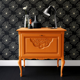 Zwarte Spinnenweb Halloween Behang