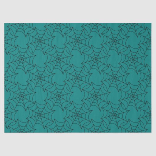 Zwarte spinwebs op Blauwgroen ontkoppeling Tissuepapier (Voorkant)