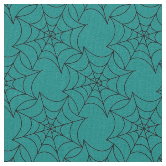 Zwarte spinwebs op Blauwgroen Stof (Close Up)