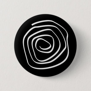 Zwarte spiraal ronde button 5,7 cm