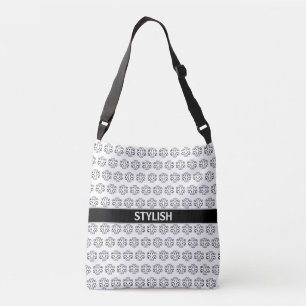 Zwarte spiraal vectorpatroon op wit crossbody tas