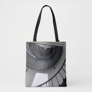 Zwarte spiraaltrap op een canvas tas