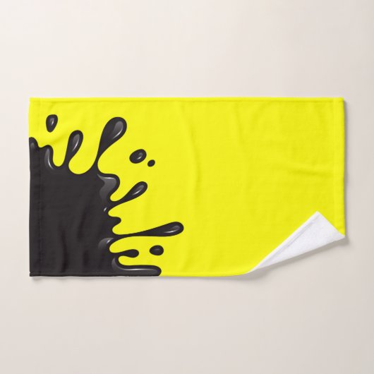 Zwarte splat op geel bad handdoek (Handdoek)