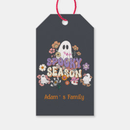 Zwarte Spokenachtige Geesten Halloween Gift Tag Cadeaulabel