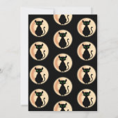 Zwarte Spooky kat groene ogen met maan Halloween Kaart (Achterkant)