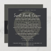 ZWARTE SPOON FORK COOKING CLASS INVITE SJABLOON KAART (Voorkant / Achterkant)