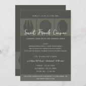 ZWARTE SPOON FORK COOKING CLASS INVITE SJABLOON KAART (Voorkant / Achterkant)