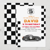 Zwarte sportauto | Speelgoedauto's 5e verjaardag j Kaart (Voorkant / Achterkant)