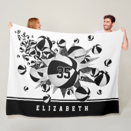 Zwarte sportkamer Decor meisjes basketballen sterr Fleece Deken