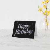 Zwarte sprankeling metallic y2k Happy Birthday Kaart (Gele Bloem)