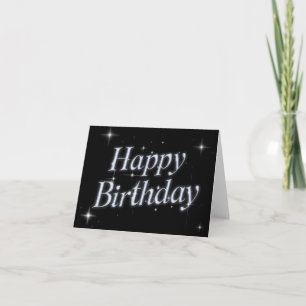 Zwarte sprankeling metallic y2k Happy Birthday Kaart