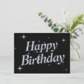 Zwarte sprankeling metallic y2k Happy Birthday Kaart (Staand voorkant)