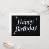 Zwarte sprankeling metallic y2k Happy Birthday Kaart (Voorkant / Achterkant in situ)