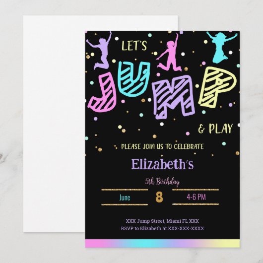 Zwarte Spring Verjaardags Uitnodiging (Voorkant / Achterkant)