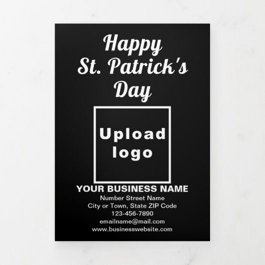 Zwarte St. Patrick's Day Business Trifold Kaart (Cover)