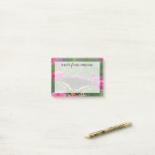 Zwarte Staartvlinder op Donkerroze Bloem Post-it® Notes (Op bureau)