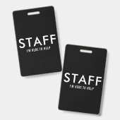 Zwarte Staf Hier om te Helpen Badge (Voor- en achterkant)