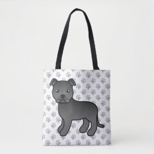 Zwarte Staffordshire Bull Terrier Schattige Cartoo Tote Bag