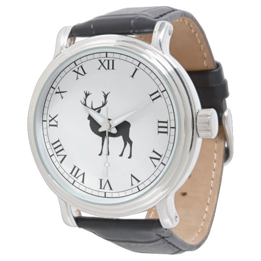 Zwarte Stag Horloge (Gekanteld)